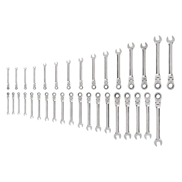 Flex Head 12-Point Ratcheting Combination Wrench Set, 34-Piece (1/4-1 in., 6-24 mm)